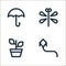 spring season line icons. linear set. quality vector line set such as kite, plant, dragonfly