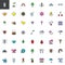 Spring season universal filled outline icons set