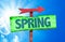 Spring sign with sky background
