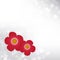 Spring silver bokeh background with red flowers