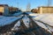 Spring slush in a village street