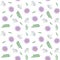 spring small purple flowers green leaves branches pattern seamless vector