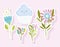 spring stickers icon flowers bouquet nature cloud rain