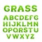 Spring, summer alphabet made of grass. Early spring green grass font.