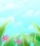 Spring or Summer Nature Grass Leaves Background