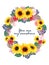 Spring summer plant sunflower blossom foliage watercolor colorful sunny tone wreath for wedding party for invitation flower and
