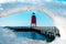 Spring thaw at Charlevoix Michigan`s South Pier Lighthouse