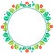 Spring themed floral circular frame
