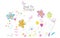 Spring time colorful cute modern doodle flowers illustration