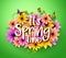 Spring Time Poster Design in Realistic 3D Colorful Vector Flowers