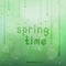 Spring time text on blurry rain bokeh