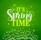 Spring time vector banner design in textured green background