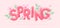 Spring typography background with cherry blossom, fresh green leaves and 3D text.