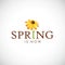 Spring typography with yellow blooming flower petal