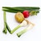 spring vegetables, fresh, potato,garlic,onion, and radish ,