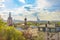 Spring view on the Andreevsky convent and Luzhniki stadium