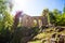 Spring view of aqueduct ruins in Bergpark