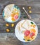 Spring vitamin breakfast set. Thin crepes or