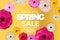 Spring Vivid Sale Background Poster Natural Flowers Template. Vector Illustration