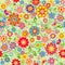 Spring wallpaper with colorful abstract funny flowers