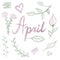 Spring watercolor Set lettering illustration icons leaves flowers April