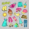 Spring Woman Fashion with Clothes and Accessories for Badges, Stickers, Patches