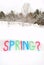 Spring Word Spelled in Snow