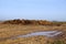 Spring work on the farm. A stack of natural fertilizer which is manure before spreading it in the field