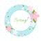 Spring wreath with cherry blossom on white background