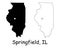 Springfield Illinois IL State Border USA Map