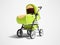 Springs light green stroller with fabric inserts for the child 3d render on gray background with shadow