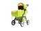 Springs light green stroller with fabric inserts for the child 3d render on white background no shadow