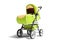 Springs light green stroller with fabric inserts for the child 3d render on white background with shadow