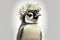 Springtime adorable baby penguin wearing a flower crown. Cute children\\\'s illustration of cuddly animal in spring. Easter