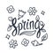 Springtime banner single isolated icon with sketch hand drawn outline style