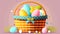 Springtime Basket of Joy: A vibrant Easter basket filled with colorful eggs, sweet treats, and flowers - ai generated.