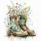 Springtime Blooms Floral Watercolor Boots - Generative AI