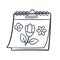 Springtime calendar single isolated icon with sketch hand drawn outline style