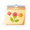 Springtime calendar spring or springtime single isolated icon with sticker outline cut style