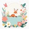 Springtime Charm: Illustrated Cute Animals, AI