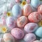 Springtime delight Easter eggs in pastel hues evoke joyful celebration