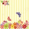 Springtime flowers & butterflies on yellow stripe