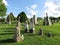 Springtime Graveyard Headstones in the Late Afternoon