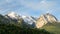 Springtime morning snowy Alps mountains panoramic scenic view