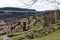 Springtime panorama of a ruins of Tsarevets, medieval stronghold located on a hill with the same name in Veliko Tarnovo