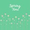 Springtime pink flowers on mint green background. Simple and cure card design, illustration