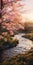 Springtime Serenity: A Photorealistic Landscape With Cherry Blossoms