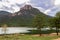 Springtime view of Wellington Lake and Castle Mountain, Colorado