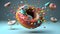 sprinkled, donuts, doughnuts with sprinkles isolate on color background,