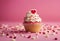 sprinkles shape concept confectionery copy background close mothers space pink heart Vanillcupcakes